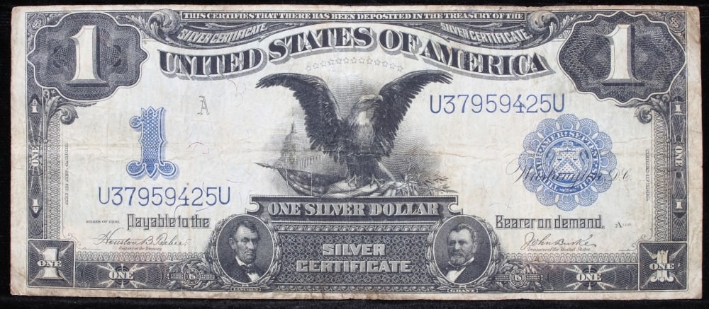 1899 $1 large size Silver Certificate "Black Eagle" Grades vf+ Signatures Teehee/Burke - 2
