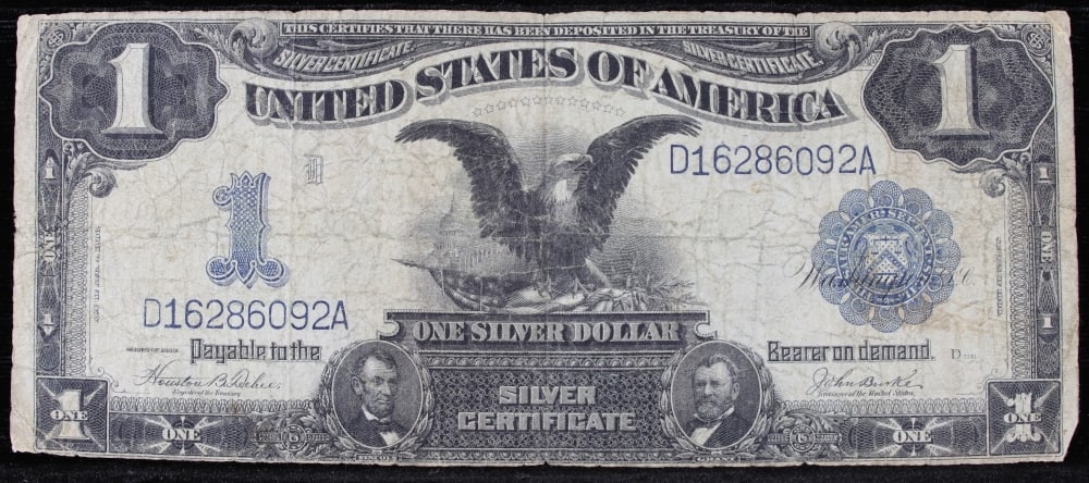 1899 $1 large size Silver Certificate "Black Eagle" Grades vf+ Signatures Teehee/Burke - 2