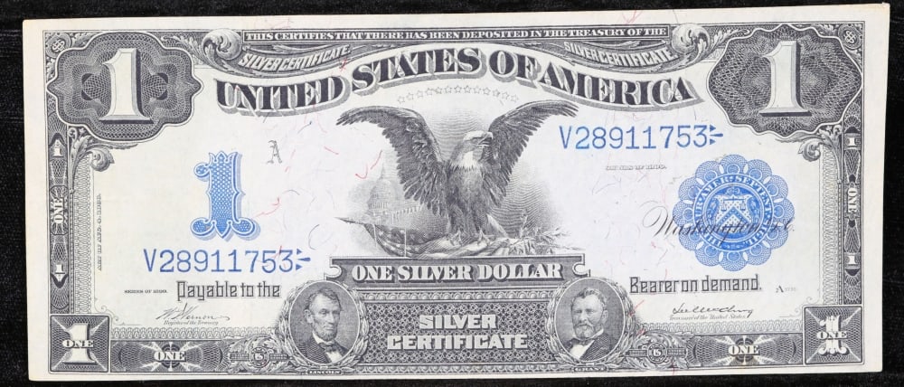 1899 $1 large size Silver Certificate "Black Eagle" Date Below Serial Grades Choice AU/BU Slider ... - 2
