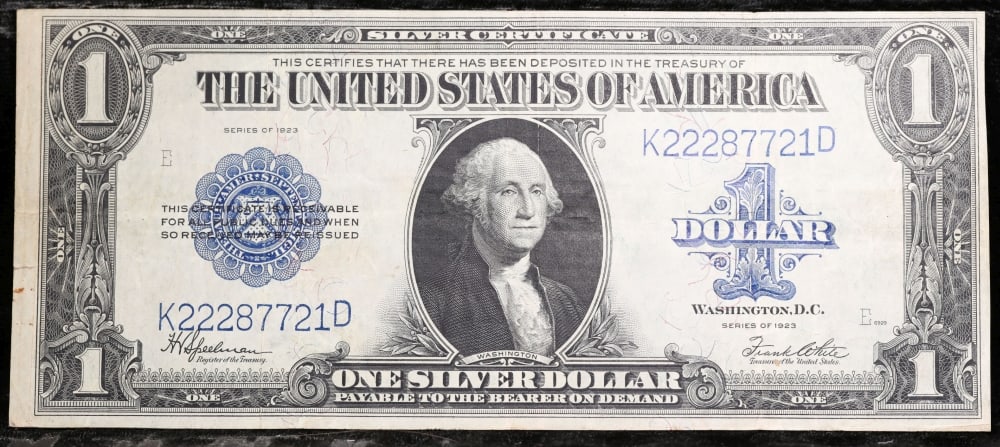 1923 $1 large size Silver Certificate Grades xf+ Signatures Speelman/White - 2