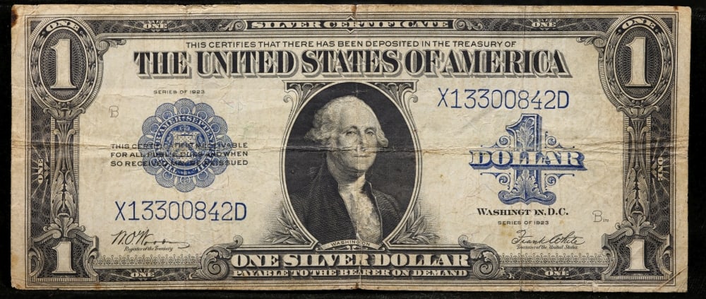 1923 $1 large size Silver Certificate Grades vf++ Signatures Woods/White - 2