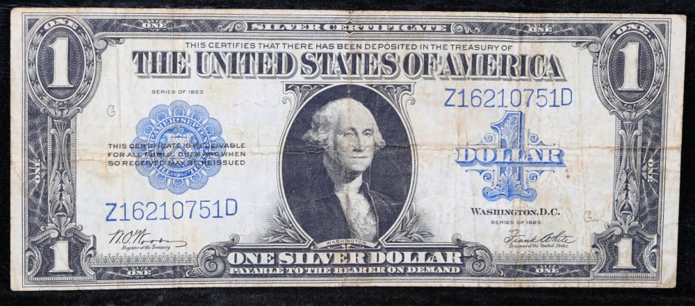 1923 $1 large size Silver Certificate Grades vf++ Signatures Woods/White - 2