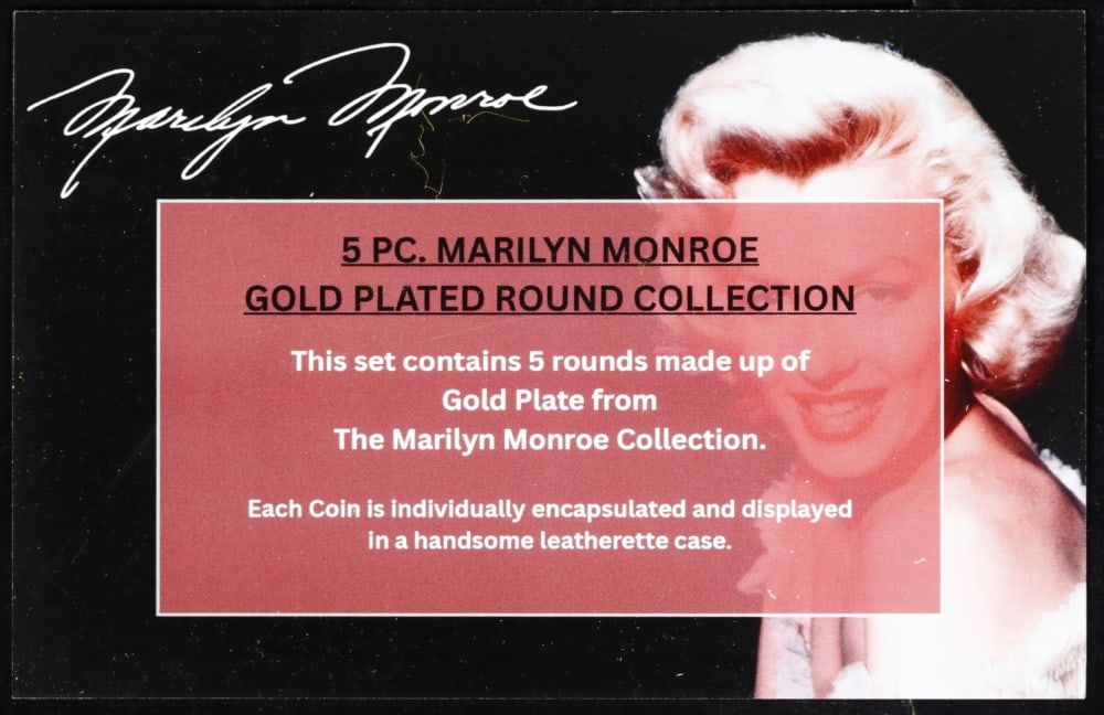 5 Coin Marilyn Monroe Gold Plated Round Collection Pop Culture Icon - 7