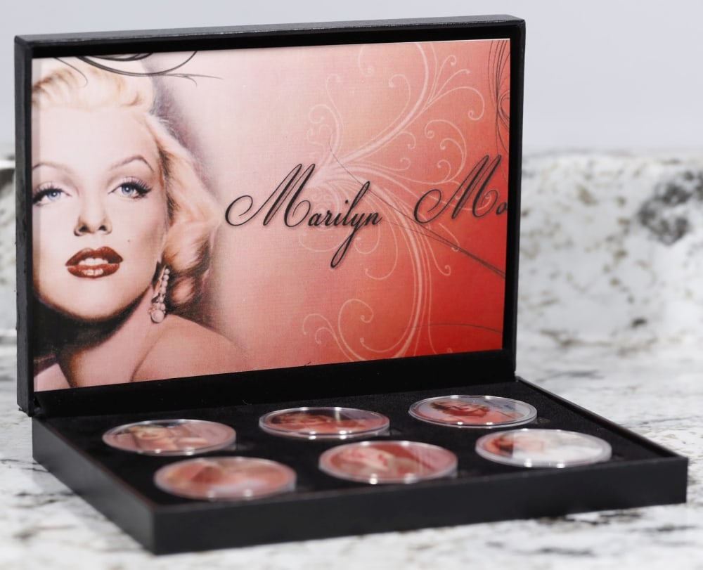 6 Coin Marilyn Monroe Silver Plated Round Collection #5 POP CULTURE ICON In Custom Box W/ Specia... - 2