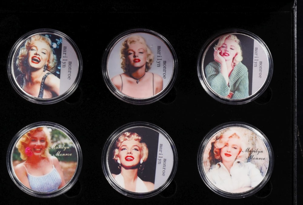6 Coin Marilyn Monroe Silver Plated Round Collection #5 POP CULTURE ICON In Custom Box W/ Specia... - 3