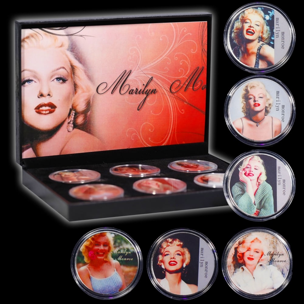 6 Coin Marilyn Monroe Silver Plated Round Collection #5 POP CULTURE ICON In Custom Box W/ Specia... - 5