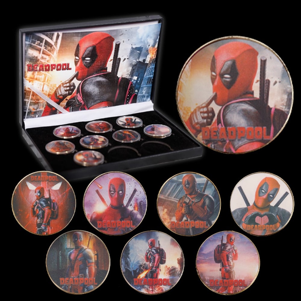 8 Coin Marvel Disney Deadpool Gold Plated Round Collection x-men - 3