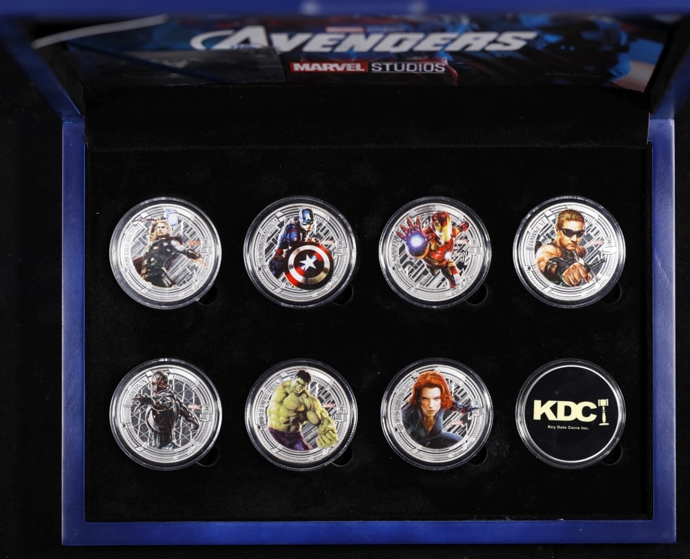 Limited Edition 8 Coin Marvel Avengers Age of Ultron Silver Plated Collection In Custom WOODEN Bo... - 3