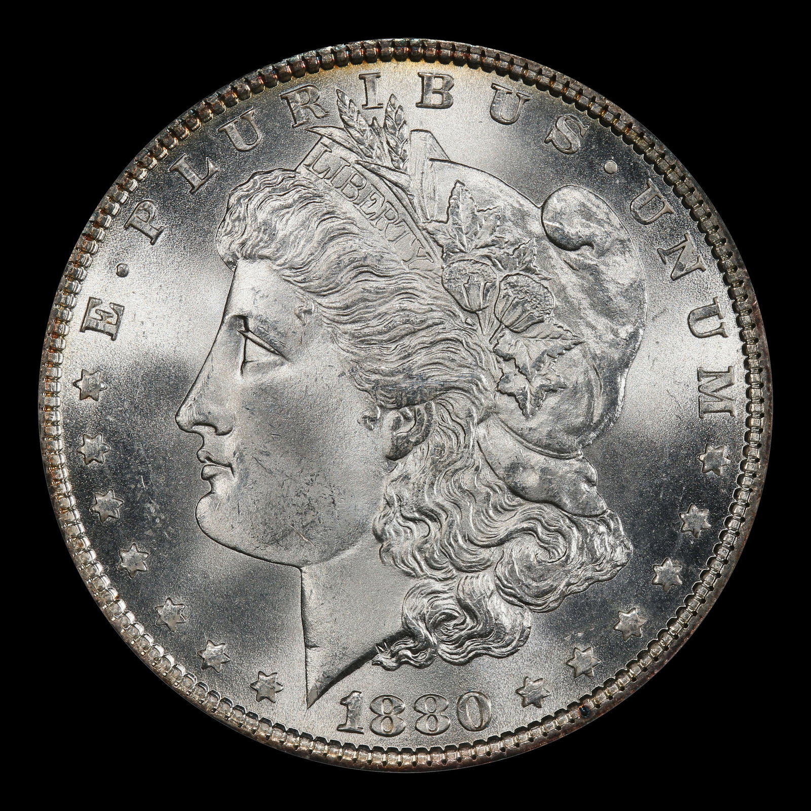 1880-p Morgan Dollar $1 Grades ms65+ - 2