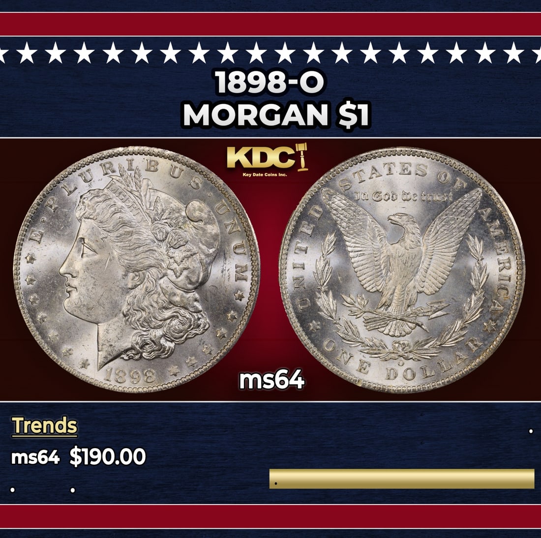 1898-o Morgan Dollar $1 Grades ms64: 1898-o Morgan Dollar $1 Grades ms64.