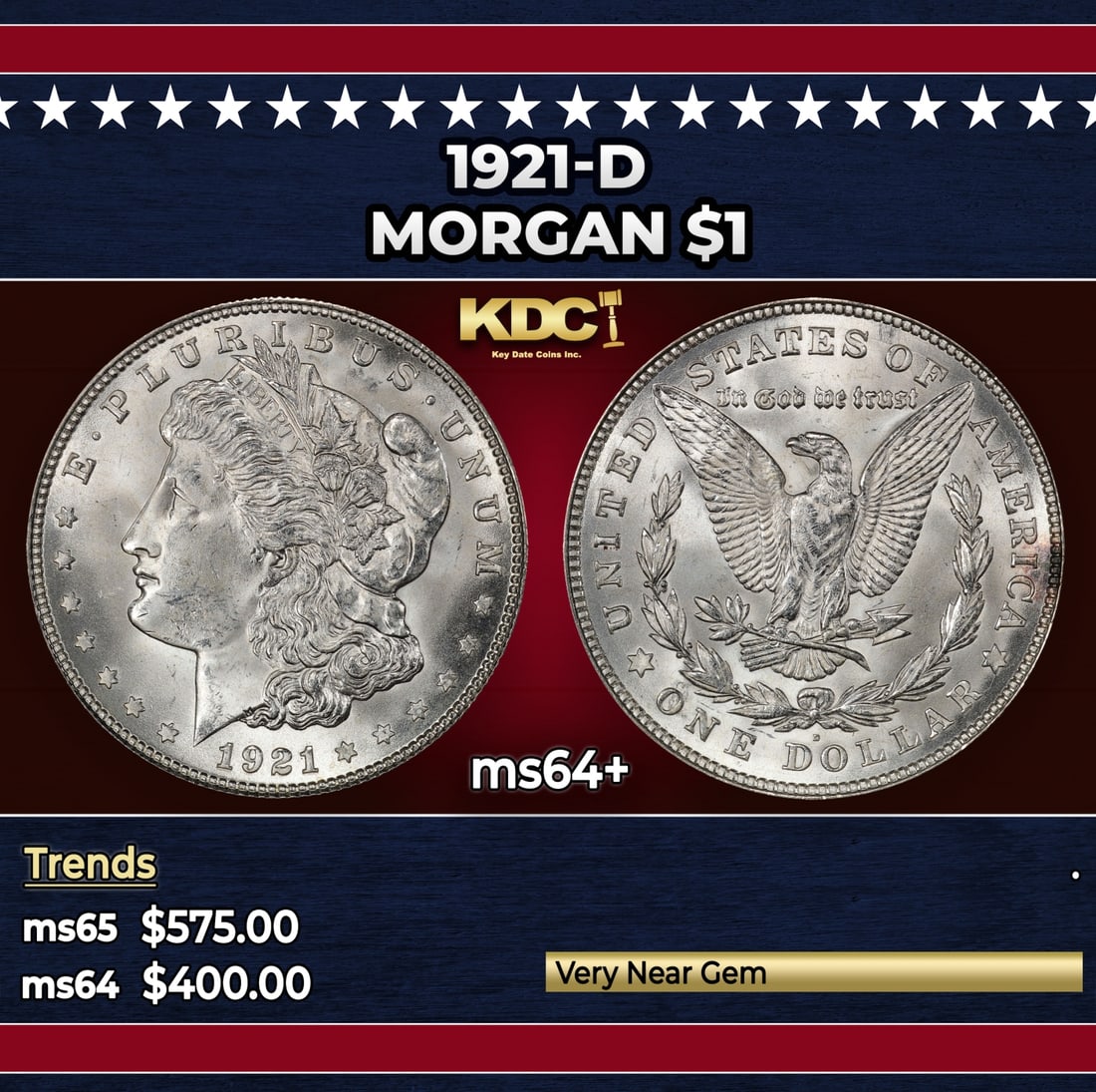 1921-d Morgan Dollar $1 Grades ms64+: 1921-d Morgan Dollar $1 Grades ms64+.