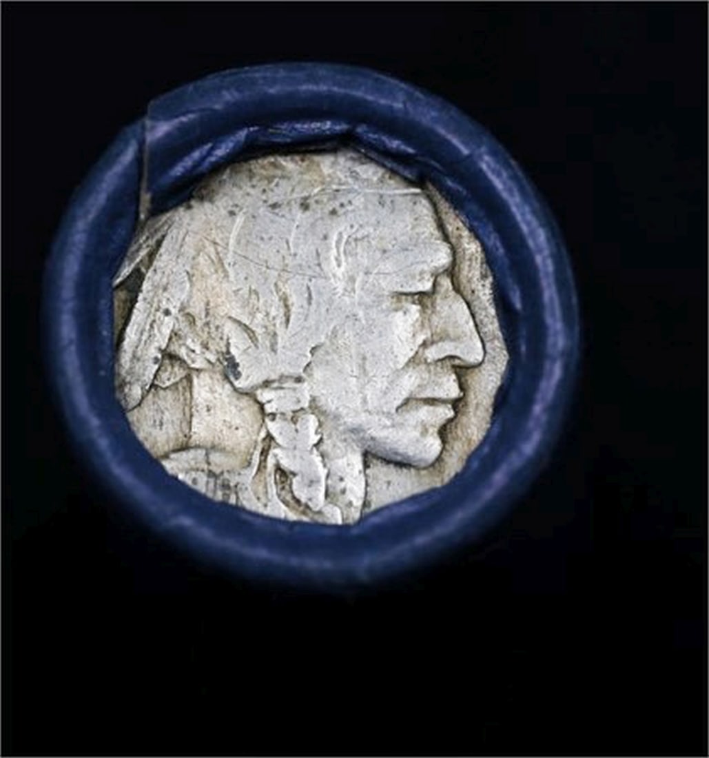 Buffalo Nickel Shotgun Roll in Old Bank Style 'Bell Telephone' Wrapper 1916 & D Mint Ends - 2