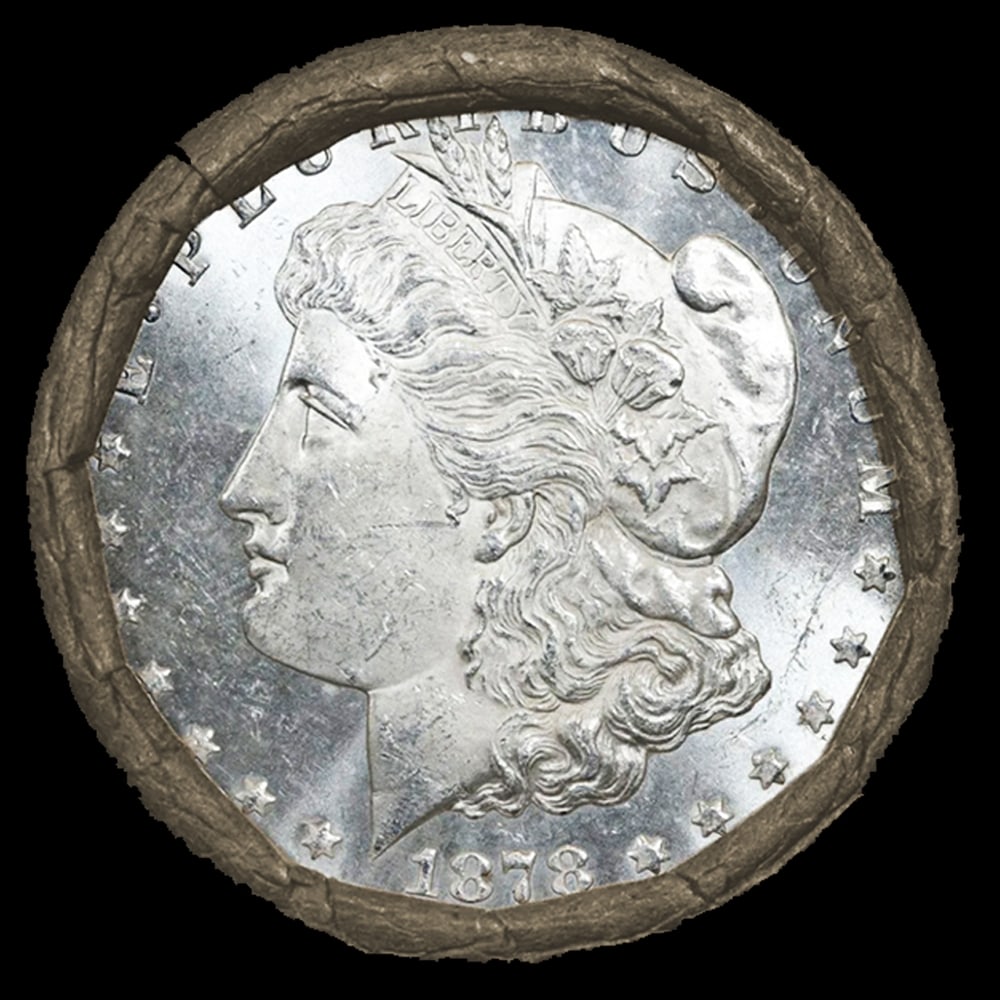10 Coin SEARS Unc Morgan Dollar Roll 1878/'P' Rev Ends - 2