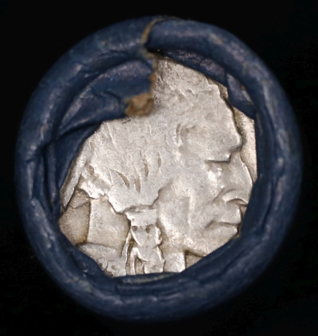 Buffalo Nickel Shotgun Roll in Old Bank Style 'Bell Telephone' Wrapper 1925 & S Mint Ends - 2