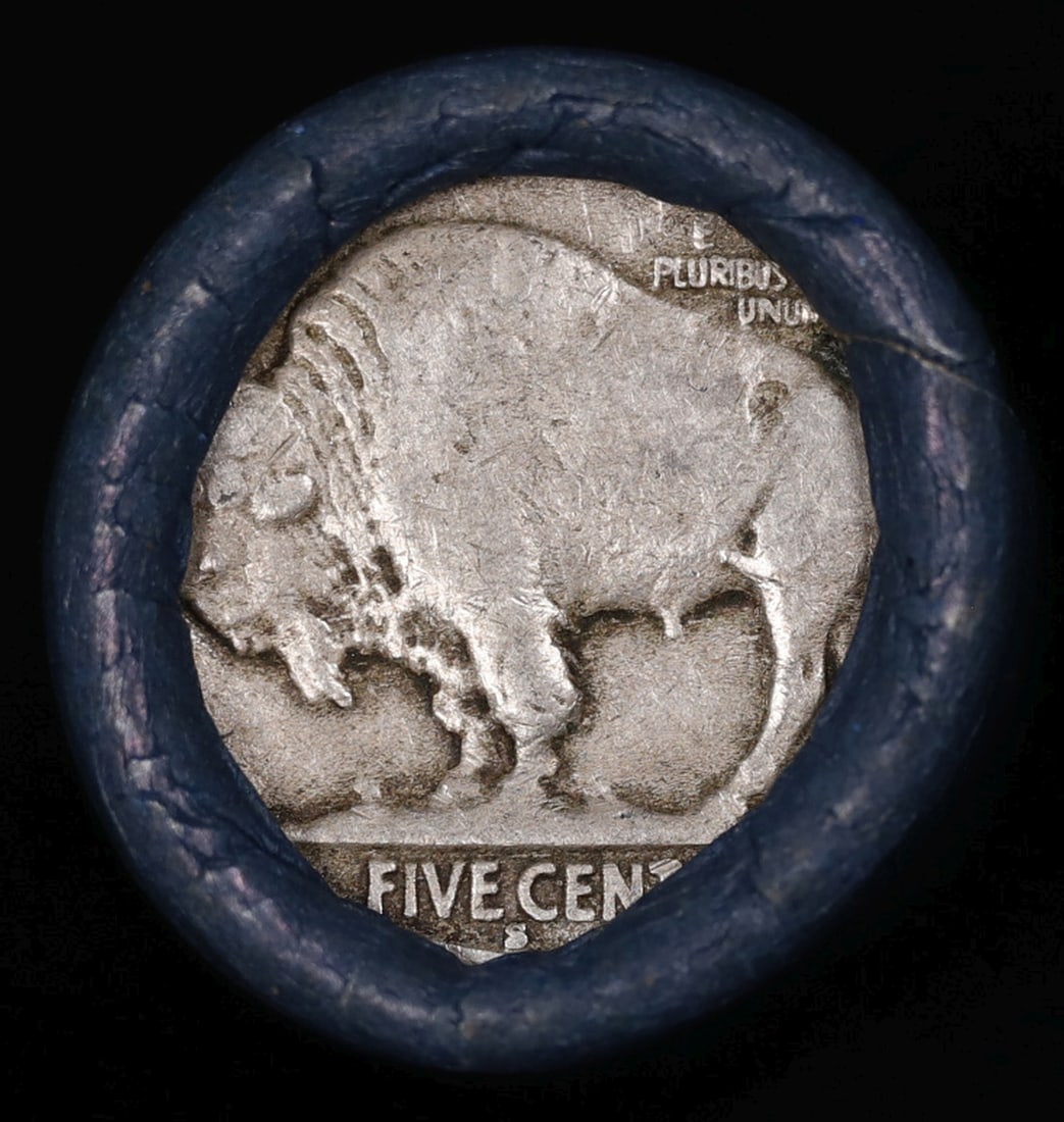 Buffalo Nickel Shotgun Roll in Old Bank Style 'Bell Telephone' Wrapper 1927 & S Mint Ends - 3