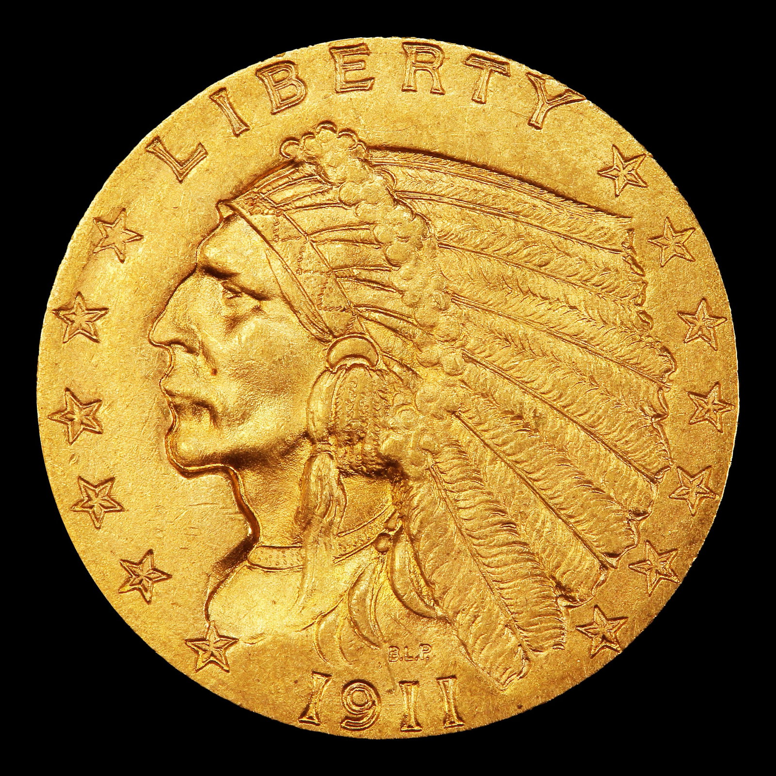 1911-p Gold Indian Quarter Eagle Near Top Pop! $2 1/2 ms65+ SEGS - 2