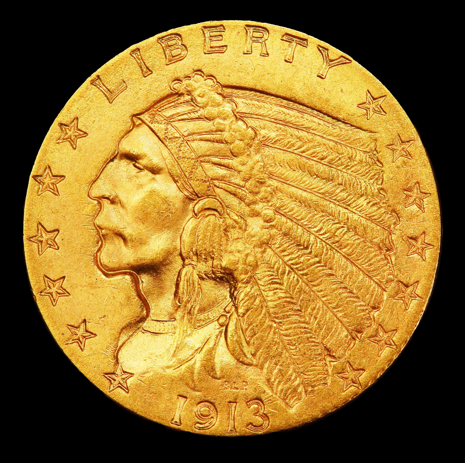 1913-p Gold Indian Quarter Eagle $2 1/2 ms65 SEGS - 2