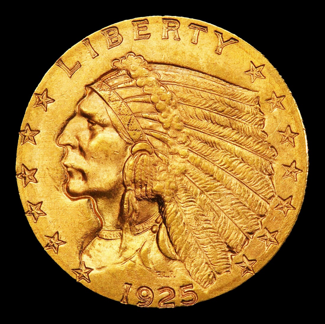 1925-d Gold Indian Quarter Eagle Near Top Pop! $2 1/2 ms66+ USCG - 2