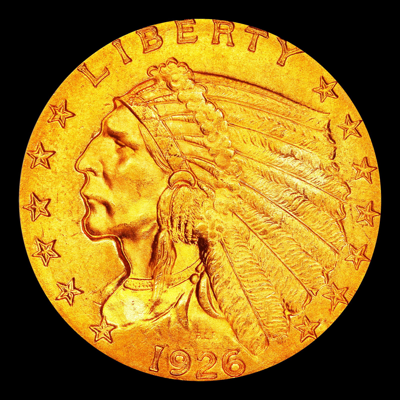 1926-p Gold Indian Quarter Eagle Near Top Pop! $2 1/2 ms66 USCG - 2