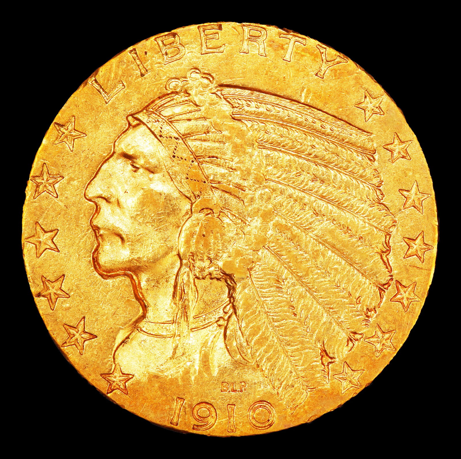 1910-s Gold Indian Half Eagle $5 ms63+ USCG - 2