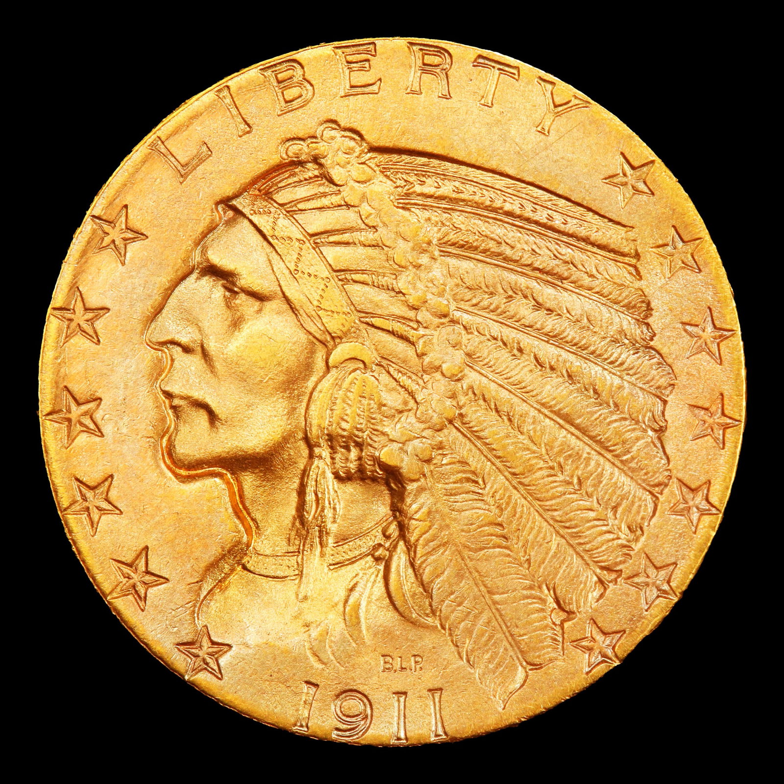 1911-p Gold Indian Half Eagle Near Top Pop! $5 ms65+ SEGS - 2