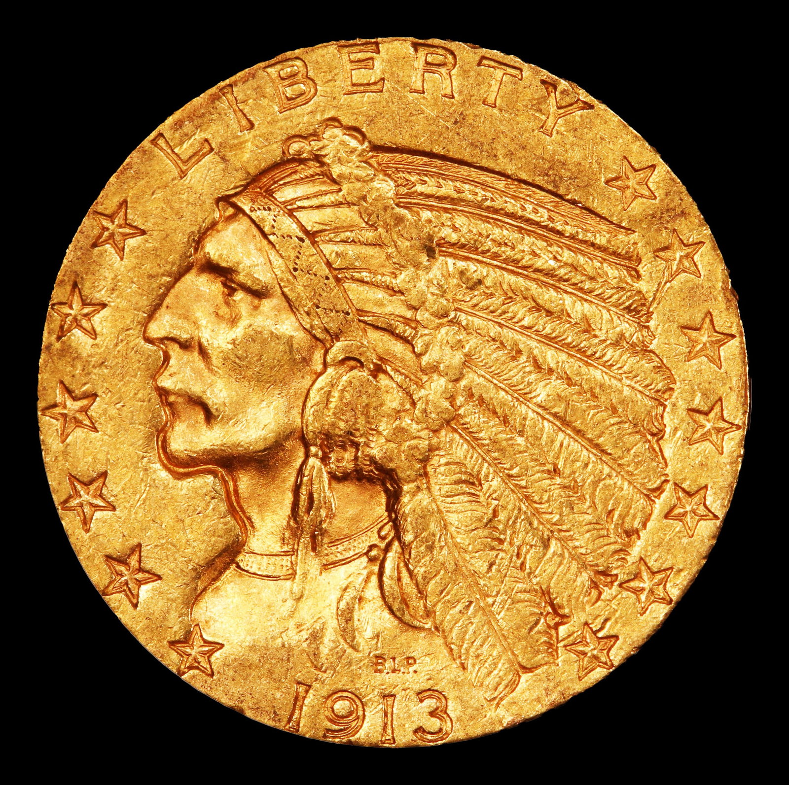 1913-s Gold Indian Half Eagle $5 ms62+ USCG - 2