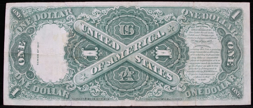 1917 $1 Large Size Legal Tender Note Grades Select AU Signatures Elliott/Burke - 3