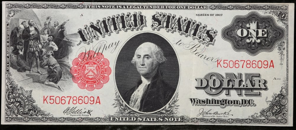 1917 $1 Large Size Legal Tender Note Grades Choice AU Signatures Elliott/Burke - 2