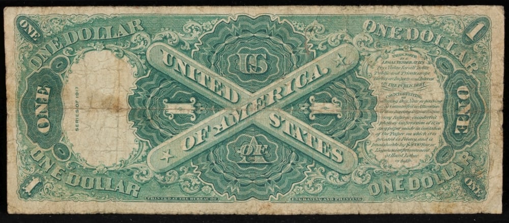 1917 $1 Large Size Legal Tender Note Grades f+ Signatures Elliott/Burke - 3