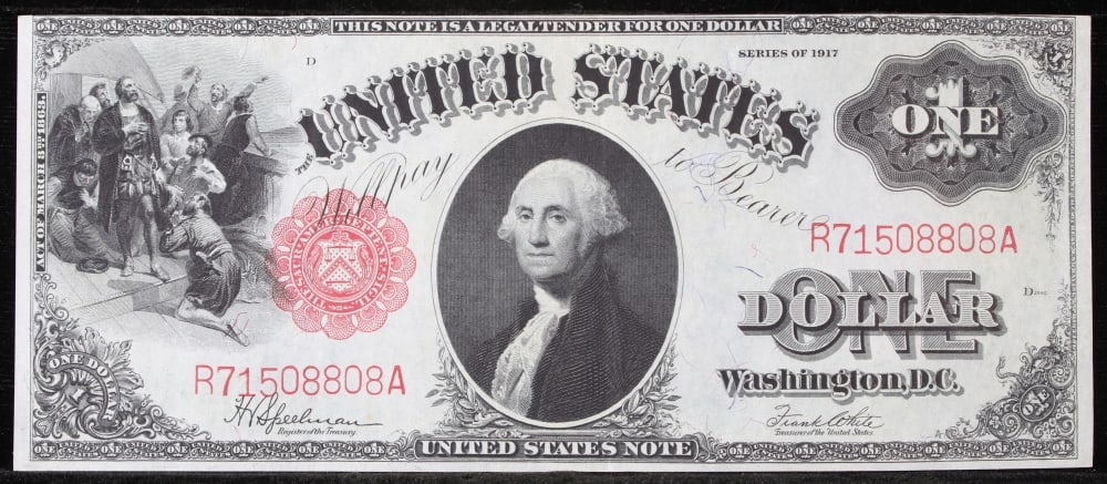 1917 $1 Large Size Legal Tender Note Grades Choice AU Signatures Speelman/White - 2