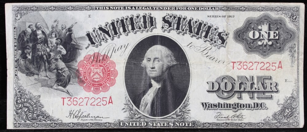 1917 $1 Large Size Legal Tender Note Grades xf Signatures Speelman/White - 2