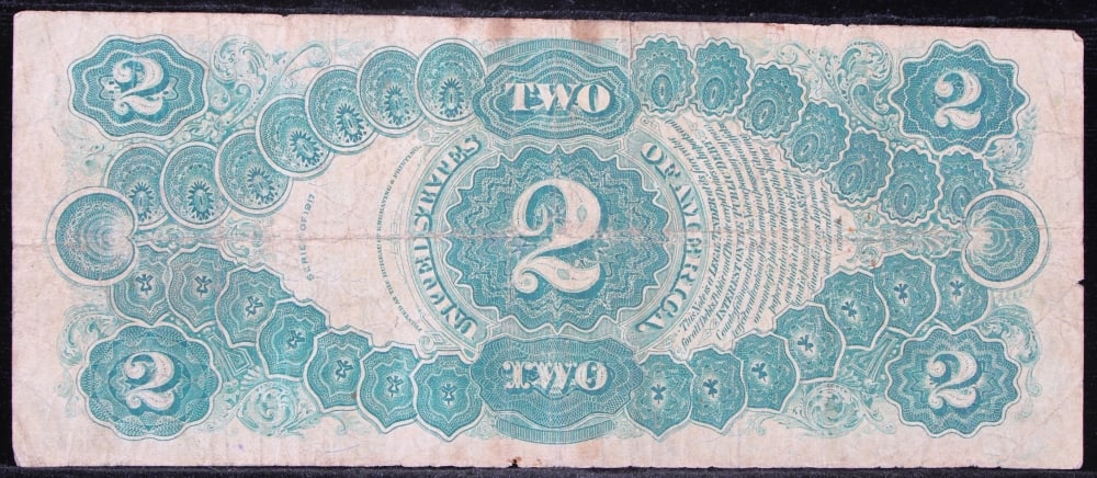 1917 $2 Large Size Legal Tender Note Thomas Jefferson Grades vf+ Signatures Elliott/Burke - 3