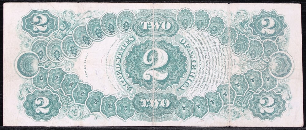 1917 $2 Large Size Legal Tender Note Thomas Jefferson Grades xf Signatures Speelman/White - 3