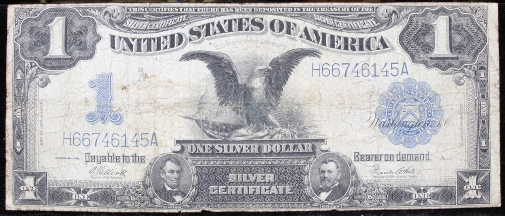 1899 $1 large size Silver Certificate "Black Eagle" Grades vf+ Signatures Elliott/White - 2