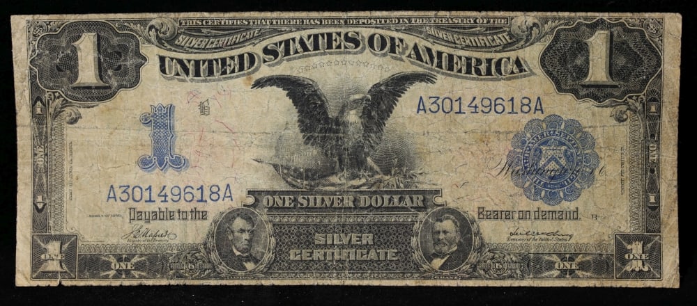 1899 $1 large size Silver Certificate "Black Eagle" Date Right Of Serial Grades f+ Signatures Nap... - 2