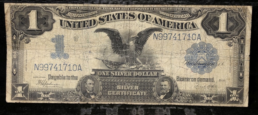 1899 $1 large size Silver Certificate "Black Eagle" Grades f+ Signatures Speelman/White - 2