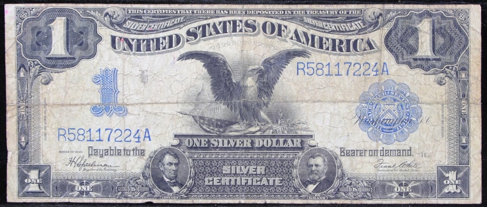 1899 $1 large size Silver Certificate "Black Eagle" Grades vf+ Signatures Speelman/White - 2