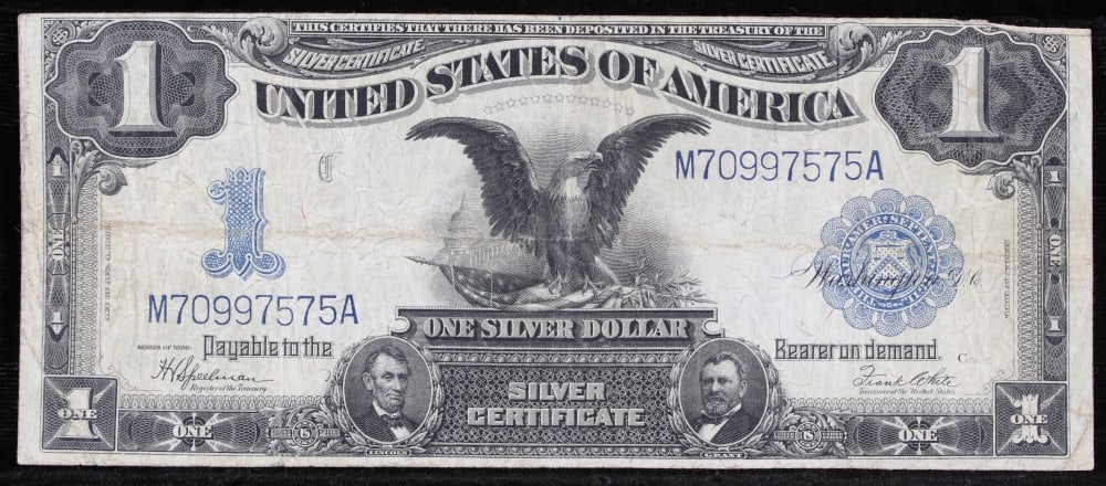 1899 $1 large size Silver Certificate "Black Eagle" Grades xf Signatures Speelman/White - 2
