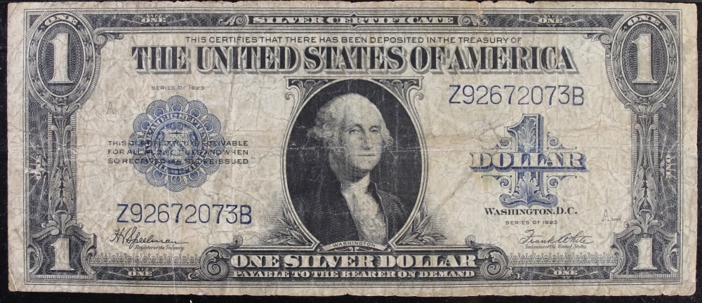 1923 $1 large size Silver Certificate Grades vf+ Signatures Speelman/White - 2