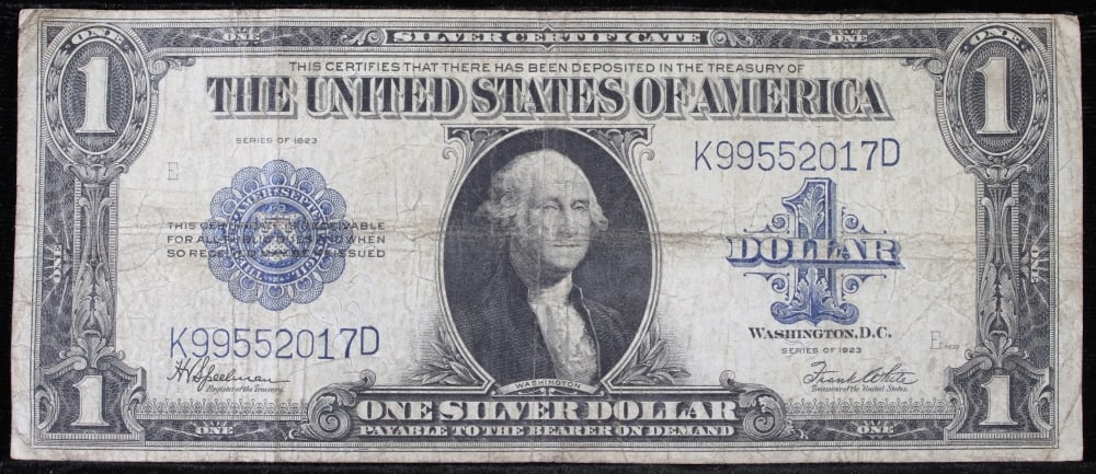 1923 $1 large size Silver Certificate Grades vf+ Signatures Speelman/White - 2