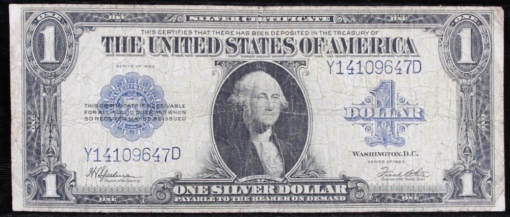 1923 $1 large size Silver Certificate Grades vf+ Signatures Speelman/White - 2