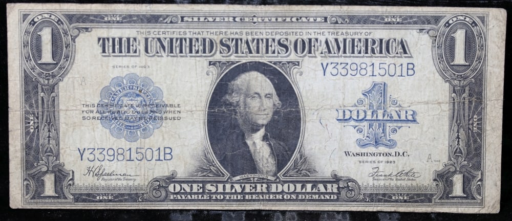 1923 $1 large size Silver Certificate Grades vf++ Signatures Speelman/White - 2