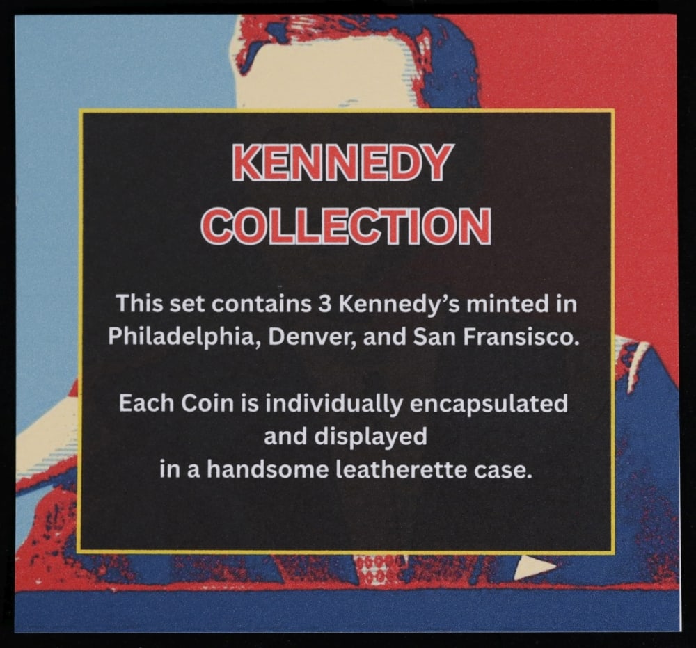 Complete 3 PC. 1974 Kennedy Half Dollar 50c set In Custom Box W/ Special Backer Card BU & Proof C... - 7