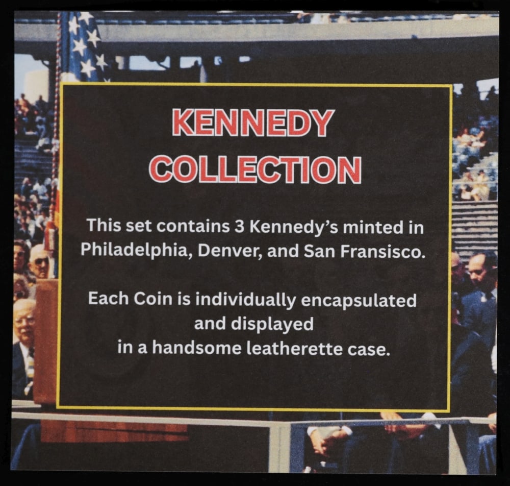 Complete 3 PC. 1976 Bicentennial Kennedy Half Dollar 50c set In Custom Box W/ Special Backer Card... - 7