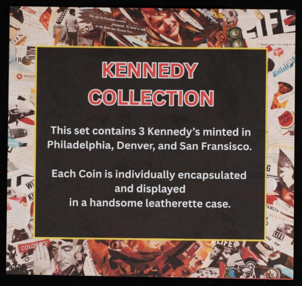 Complete 3 PC. 1979 Kennedy Half Dollar 50c set In Custom Box W/ Special Backer Card BU & Proof C... - 7