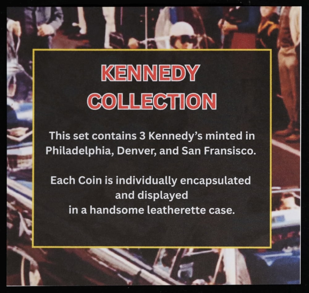 Complete 3 PC. 1980 Kennedy Half Dollar 50c set In Custom Box W/ Special Backer Card BU & Proof C... - 7