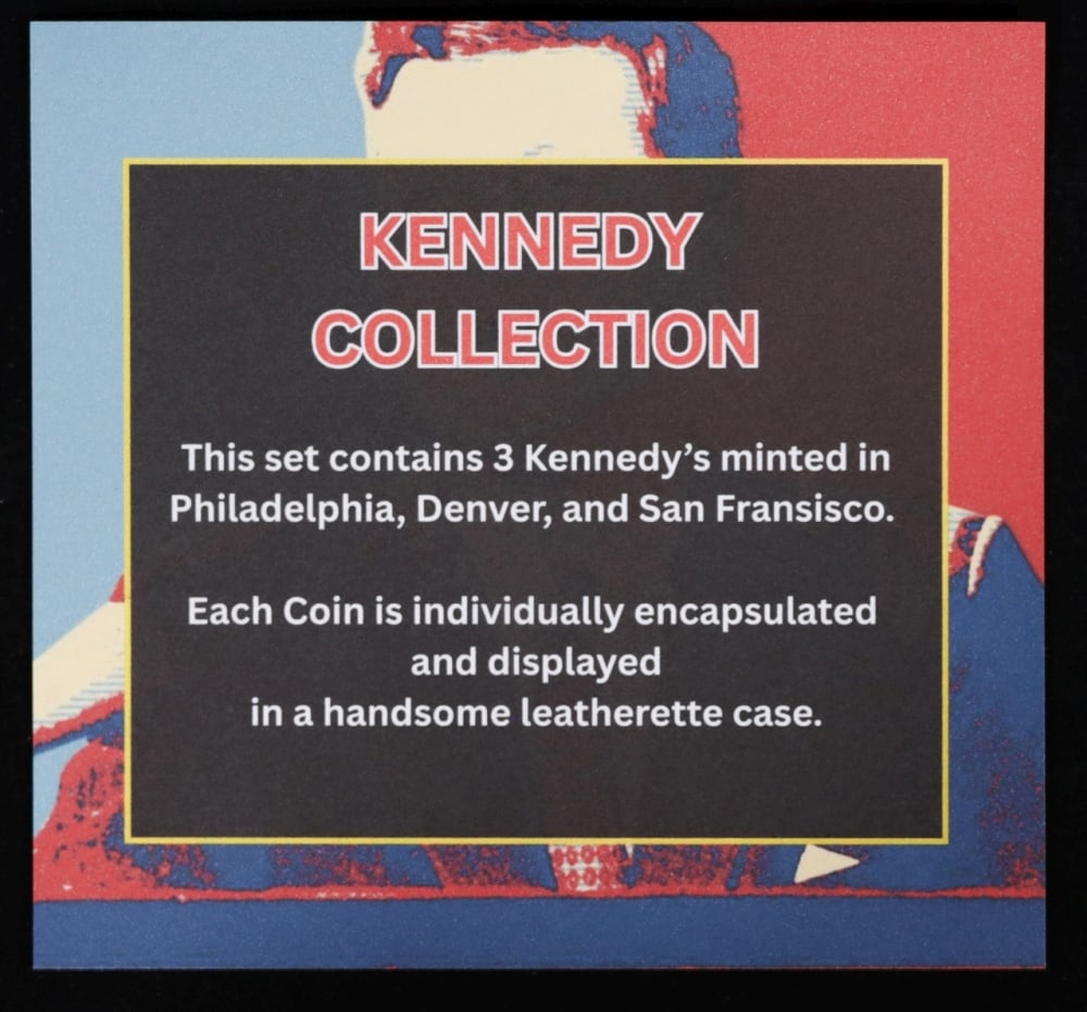 Complete 3 PC. 1996 Kennedy Half Dollar 50c set In Custom Box W/ Special Backer Card BU & Proof C... - 7