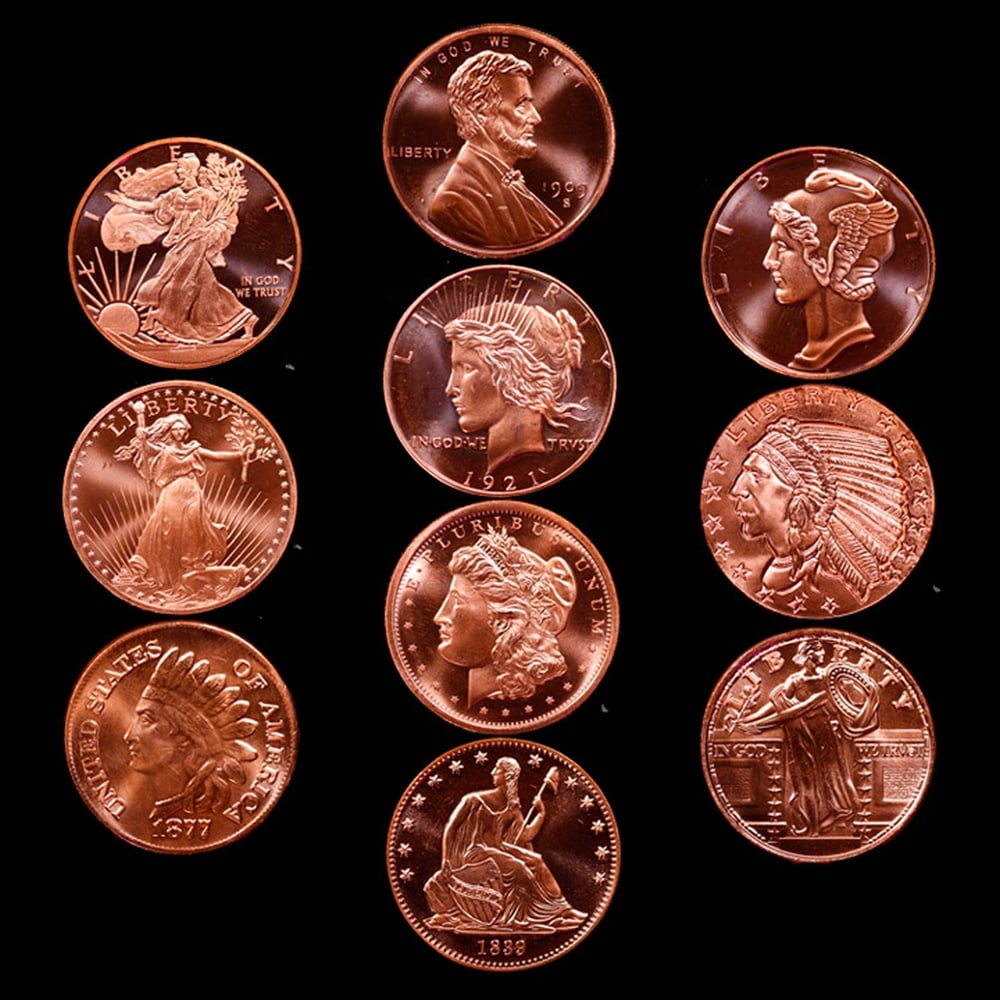 10 Copper coin United States Tribute Set 10oz of Copper - 2