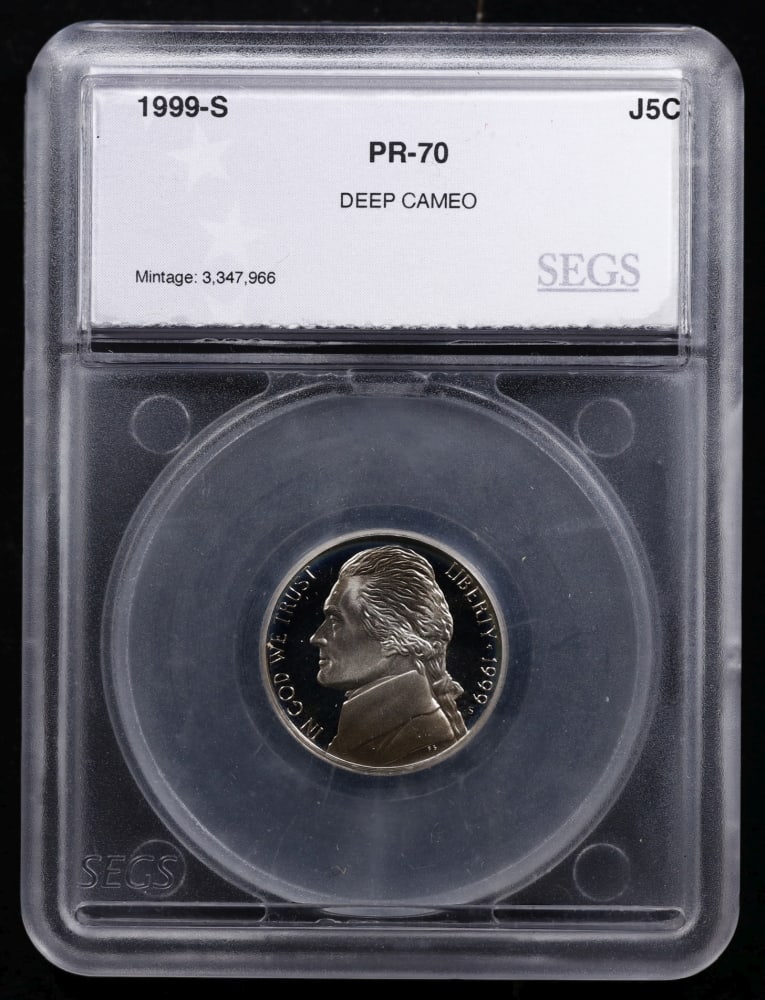 Rare 1999 US Silver Proof Set Graded pr70 DCAM By SEGS about 1.5 oz of pure silver KEY TO THE SER... - 3
