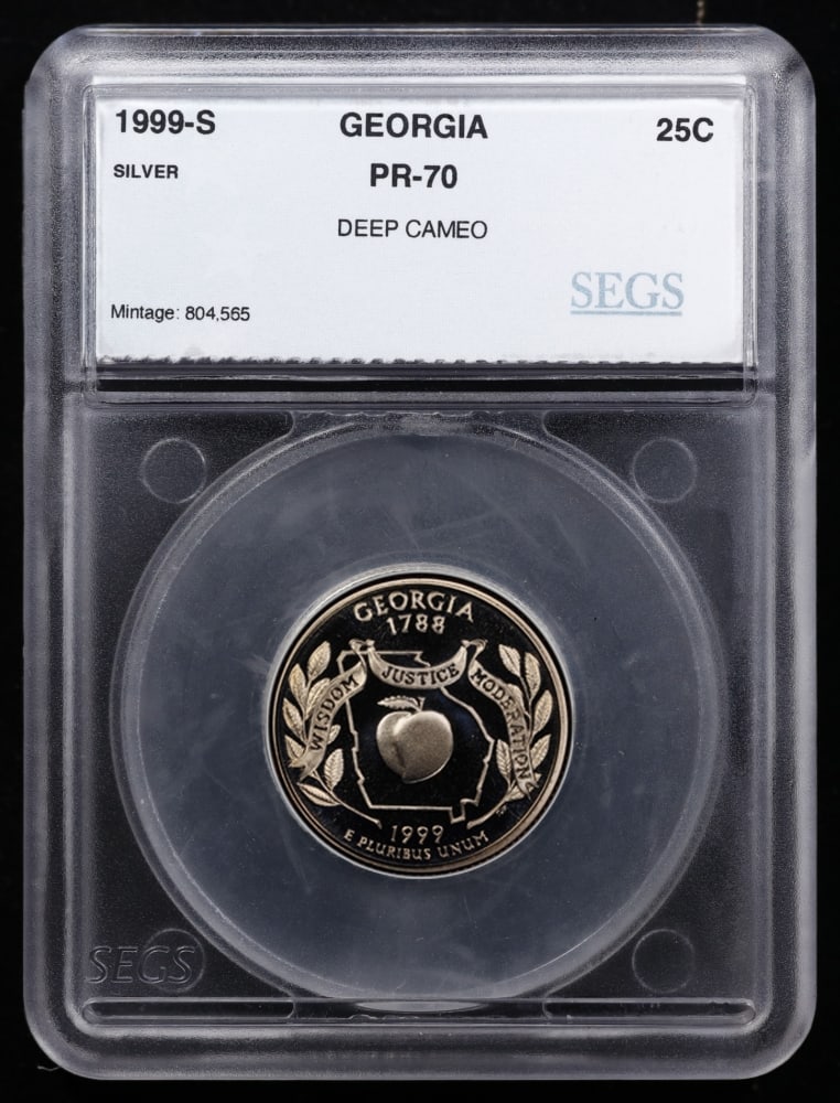 Rare 1999 US Silver Proof Set Graded pr70 DCAM By SEGS about 1.5 oz of pure silver KEY TO THE SER... - 7